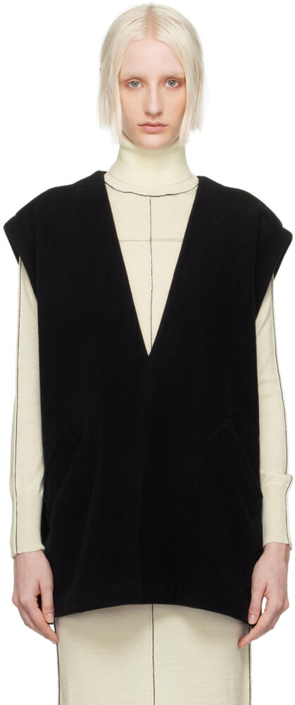 MM6 Maison Margiela Black Plunging V-Neck Vest Cover