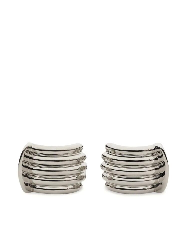 Ferragamo logo-engraved ribbed cufflinks - Silver Cover