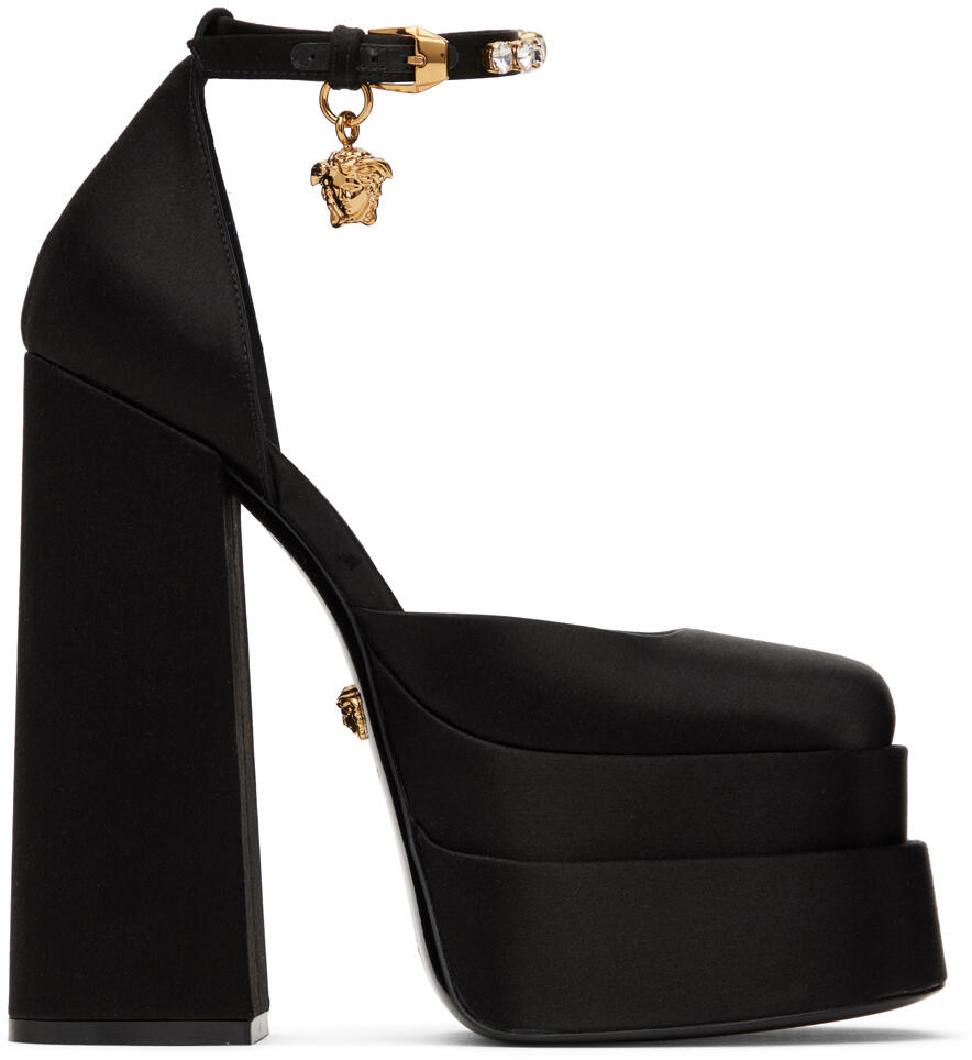 Versace Black Aevitas Platform Heels Cover