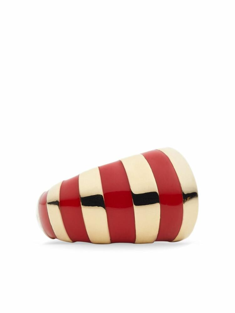 Ferragamo asymmetric enamel-striped ring - Gold Cover