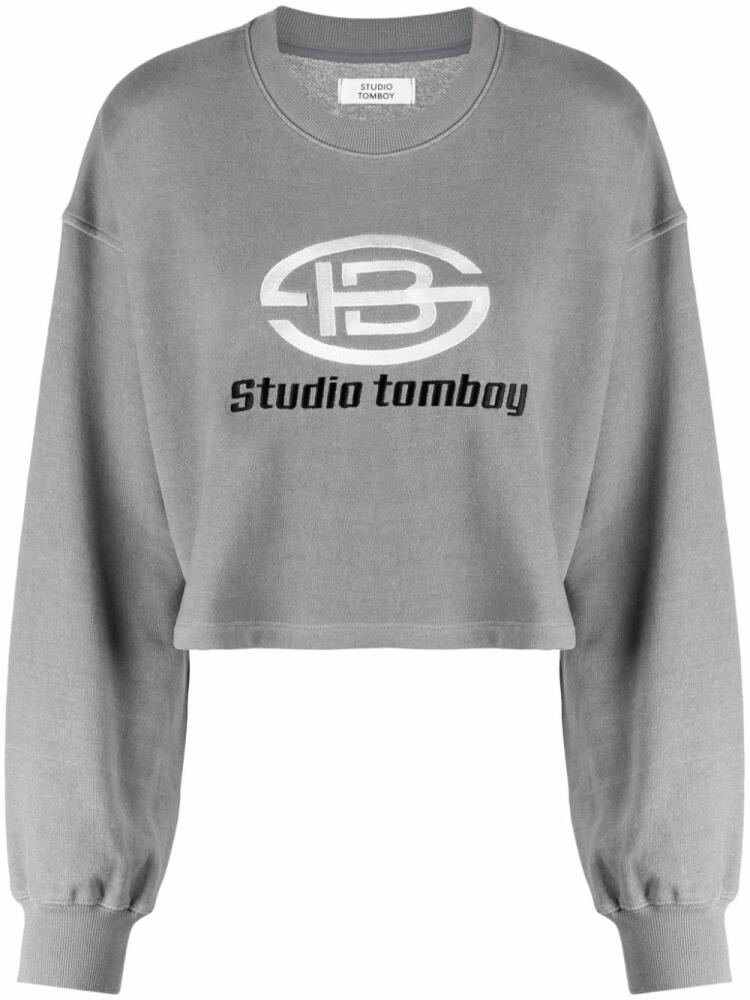 STUDIO TOMBOY logo-embroidered cotton sweatshirt - Grey Cover