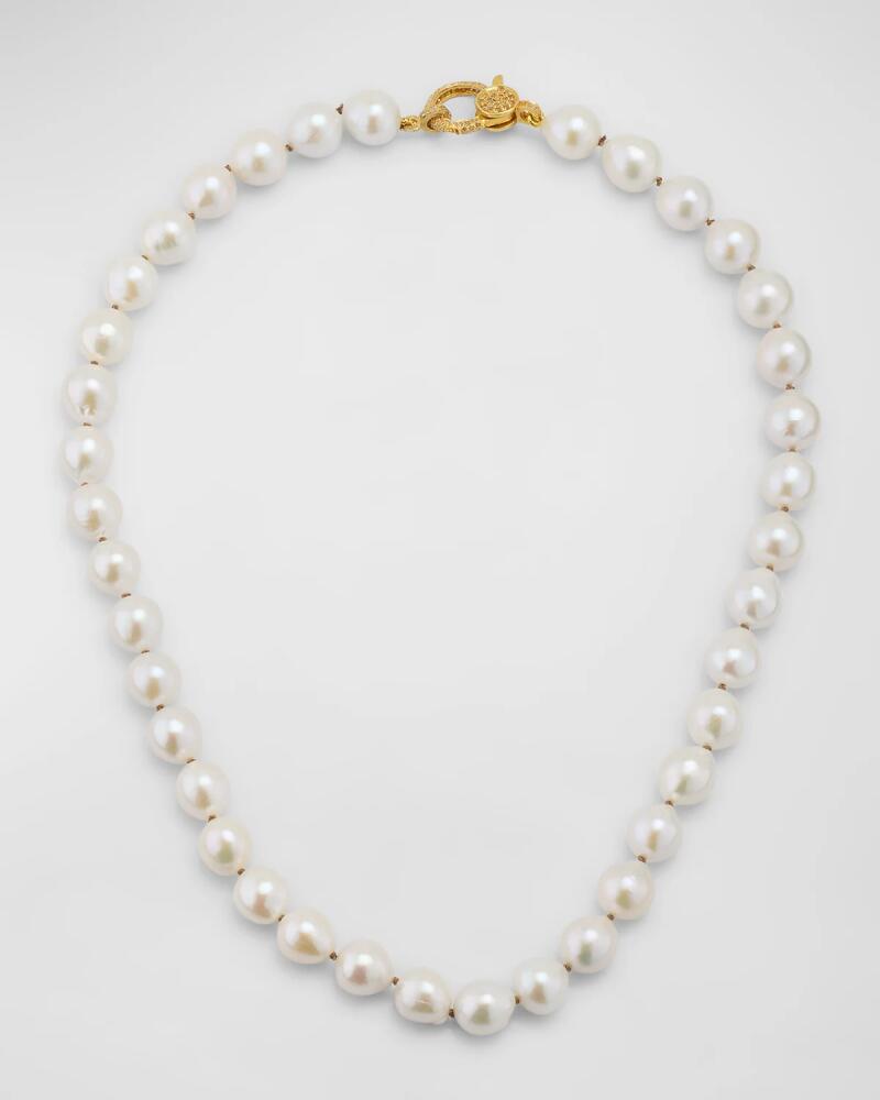 Margo Morrison White Edison Freshwater Pearl Necklace with Diamond Clasp, 18"L Cover