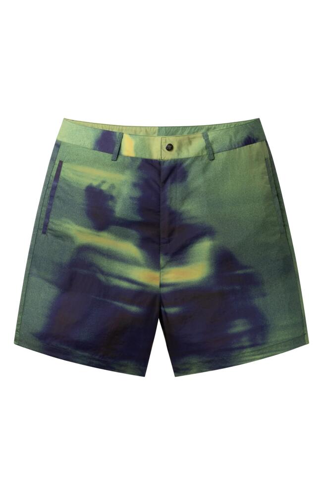 DAILY PAPER Yaro Hazy Nylon Shorts in Green Multi Cover