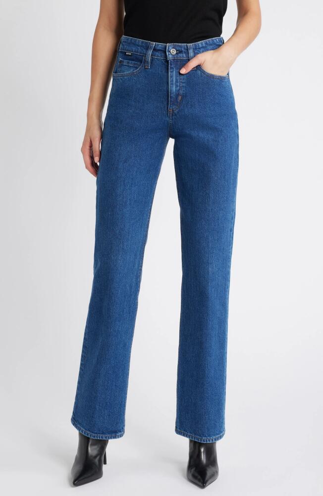 BOSS Parkway High Waist Flare Leg Jeans in Open Blue Cover