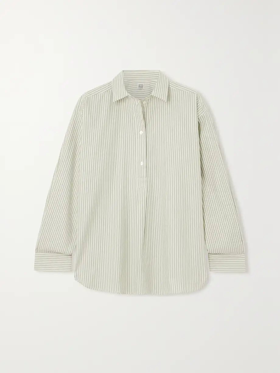 TOTEME - Striped Cotton-poplin Shirt - Ecru Cover