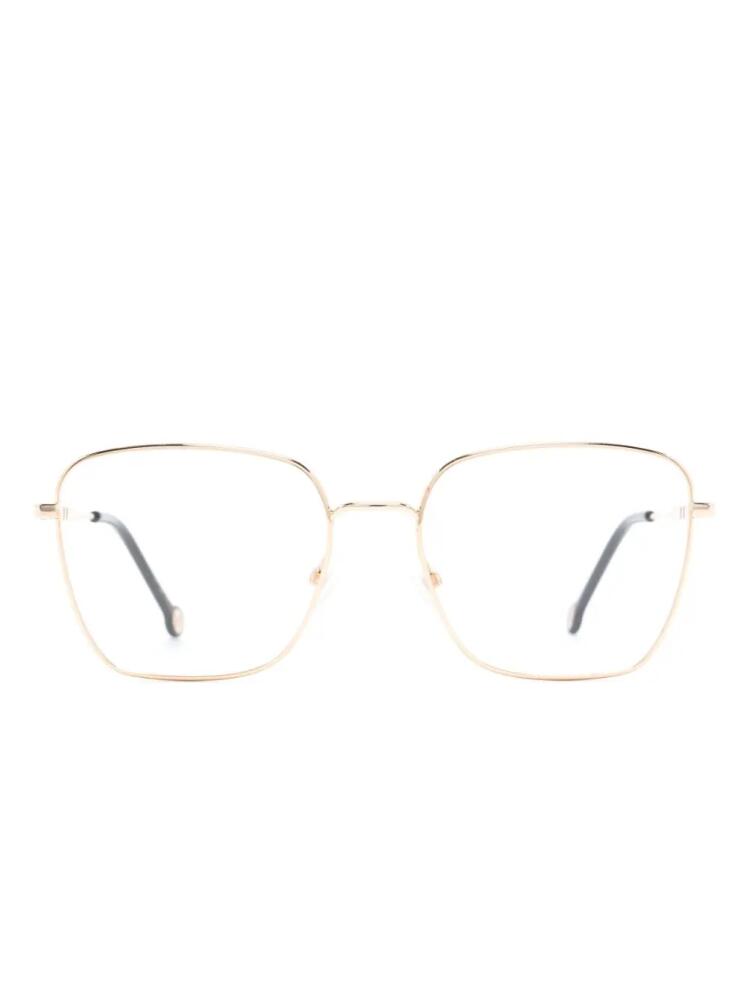 Carolina Herrera engraved-logo square-frame glasses - Gold Cover