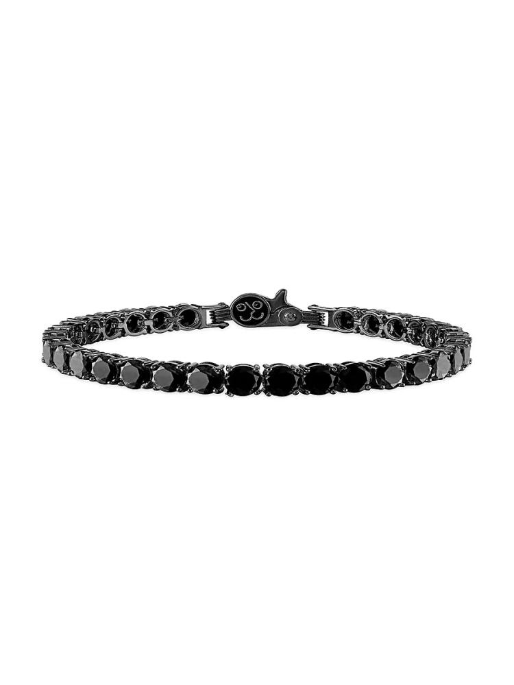 Esquire Men's Ruthenium Plated Sterling Silver & Black Spinel Tennis Bracelet Cover