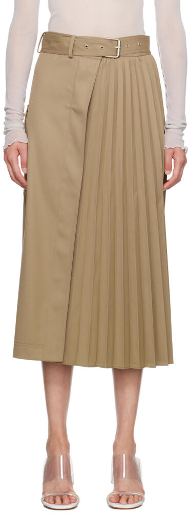 LVIR Tan Belted Midi Skirt Cover