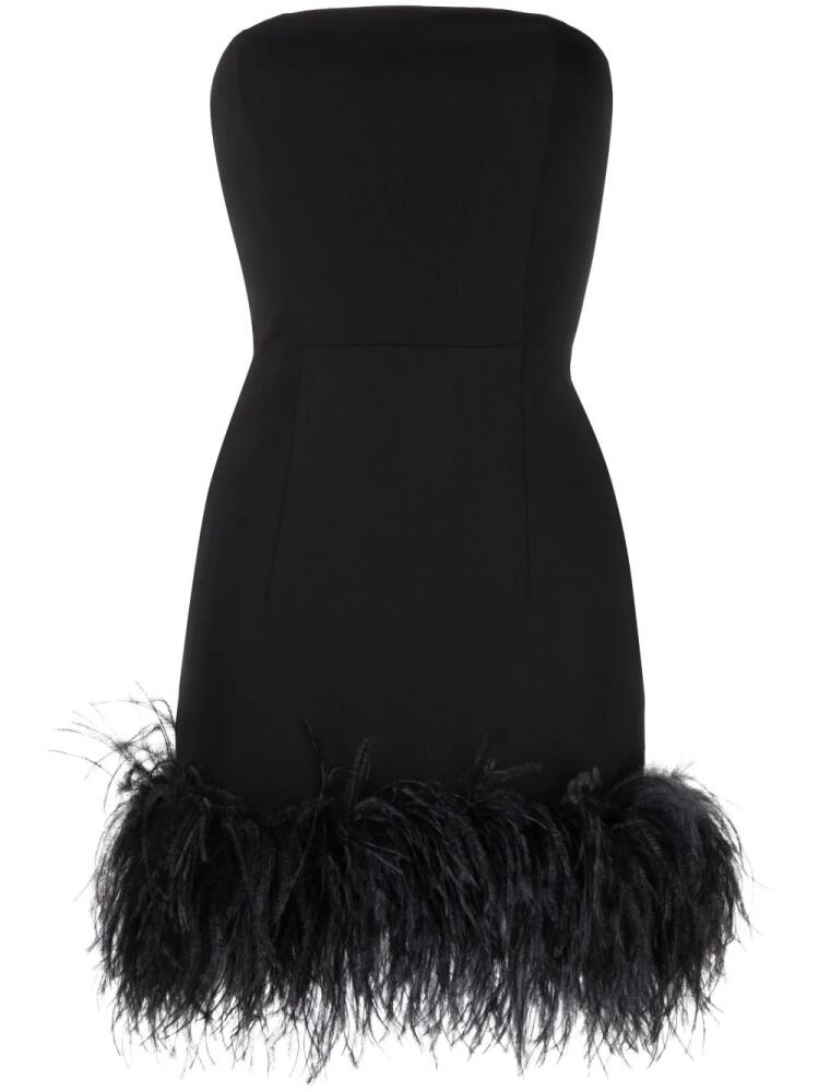 16Arlington Minelli feather-trim strapless minidress - Black Cover