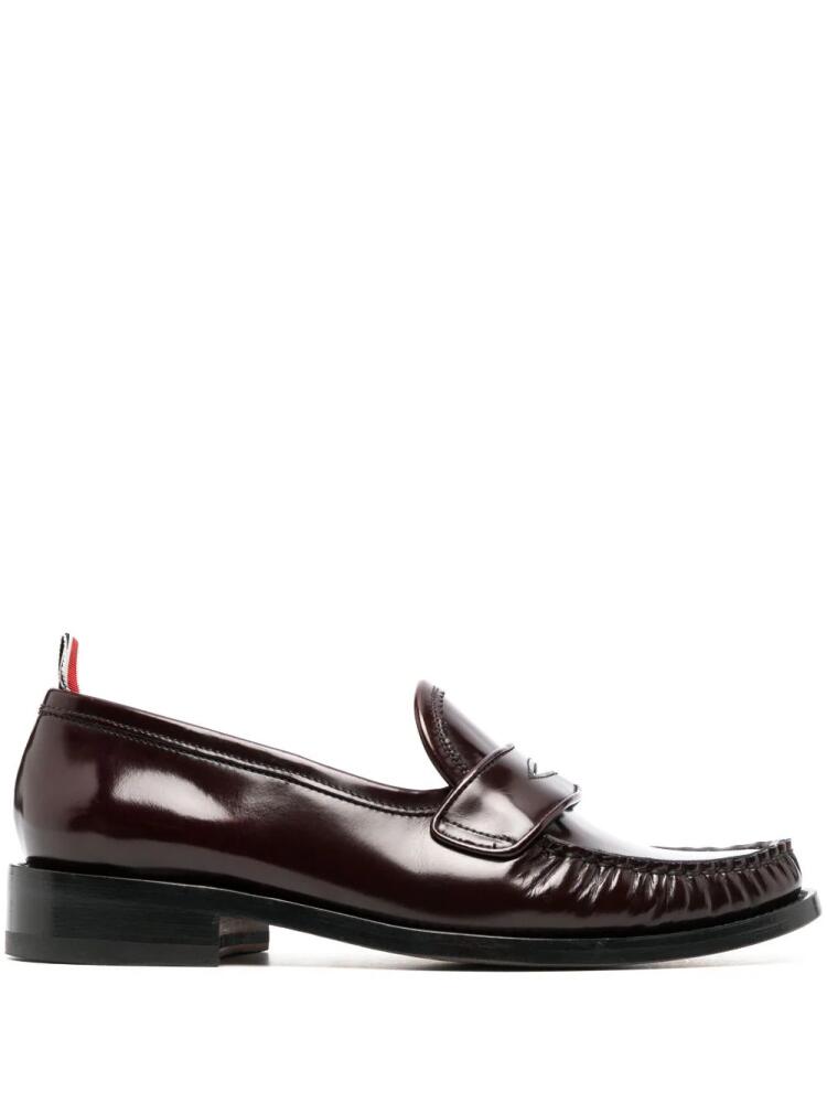 Thom Browne RWB-tab leather penny loafers - Red Cover