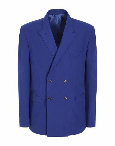 8 By Yoox Cotton Relaxed-fit Double-brested Blazer Man Blazer Bright blue Cotton Cover