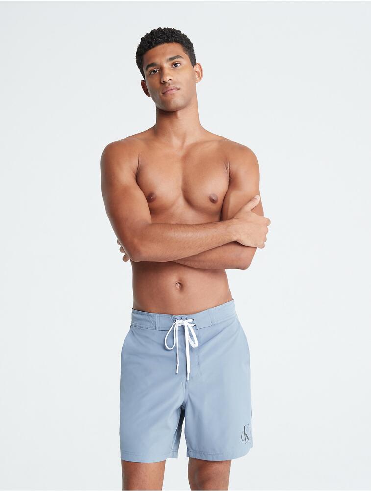 Calvin Klein Men's Monogram Logo Drawstring Swim Shorts - Grey Cover