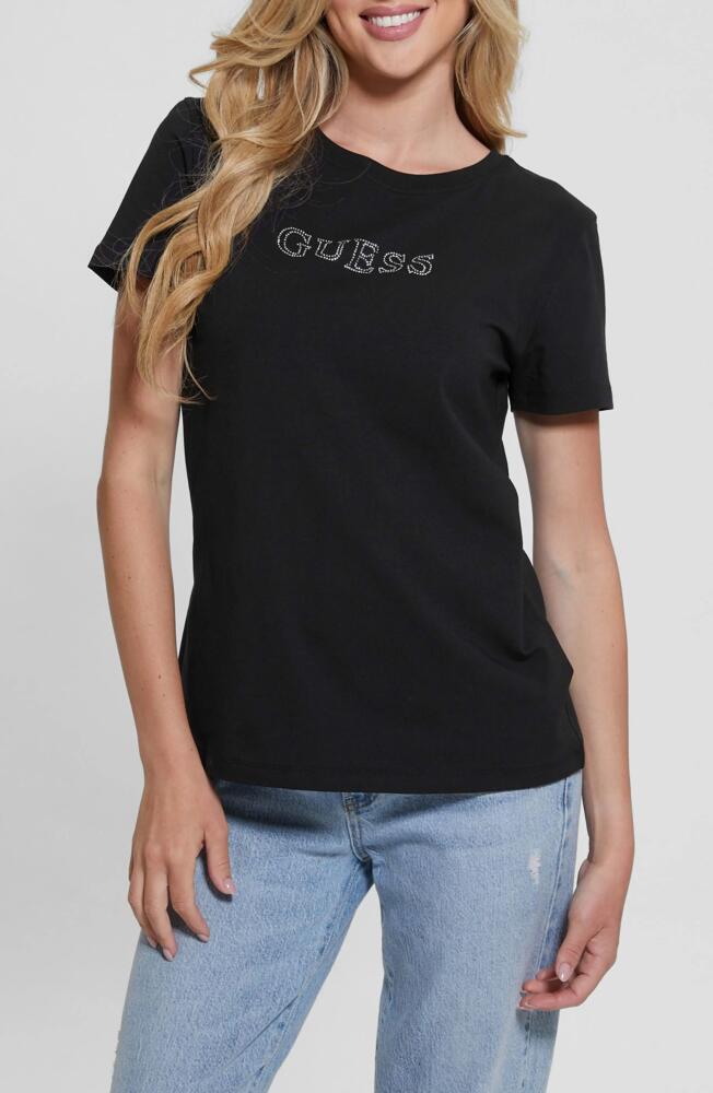 GUESS Briana Embellished Logo T-Shirt in Jet Black Cover