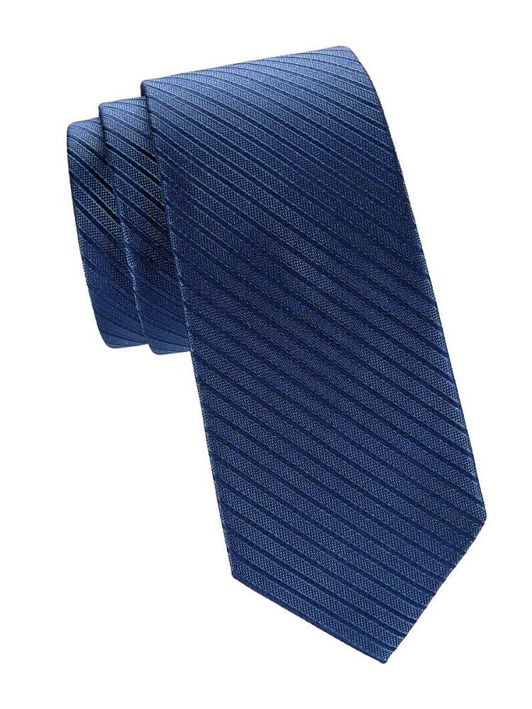 Saks Fifth Avenue Men's Striped 100% Silk Tie - Navy Cover