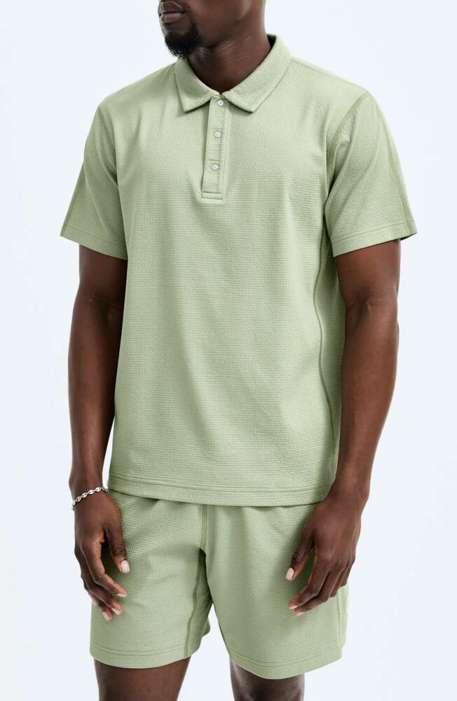 Reigning Champ Solotex Mesh Tiebreak Performance Polo in Mineral Green Cover