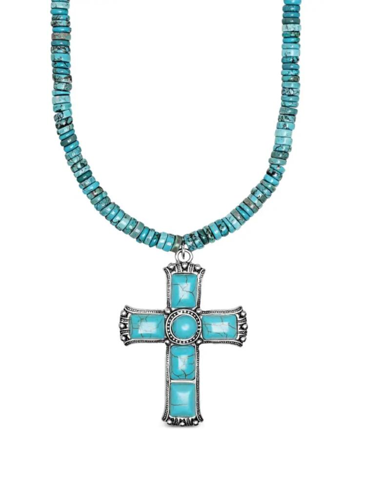 Nialaya Jewelry cross-pendant beaded turquoise necklace - Blue Cover