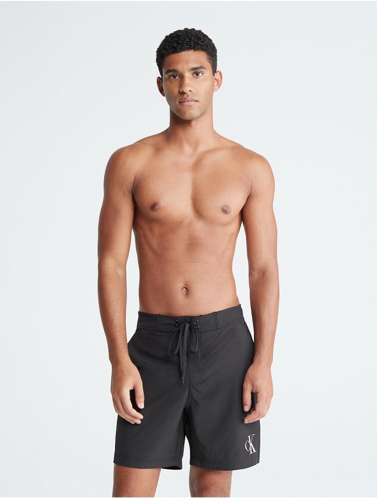 Calvin Klein Men's Monogram Logo Drawstring Swim Shorts - Black Cover