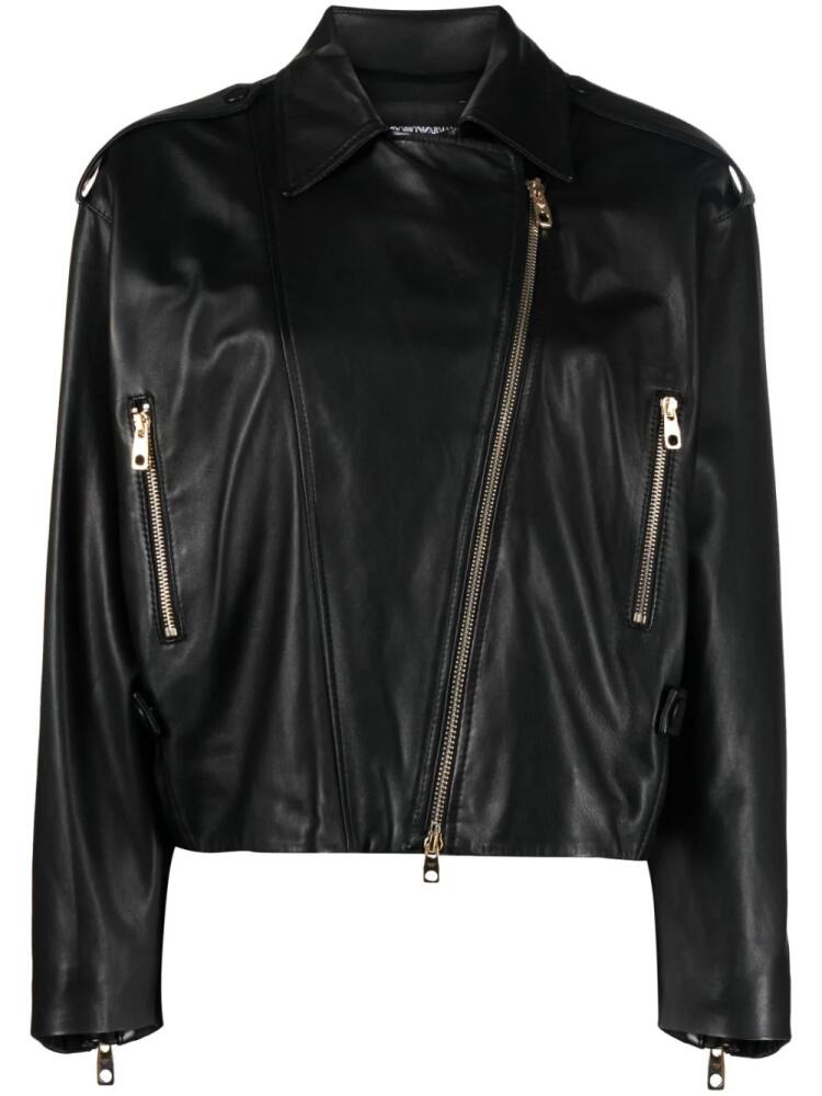 Emporio Armani leather biker jacket - Black Cover