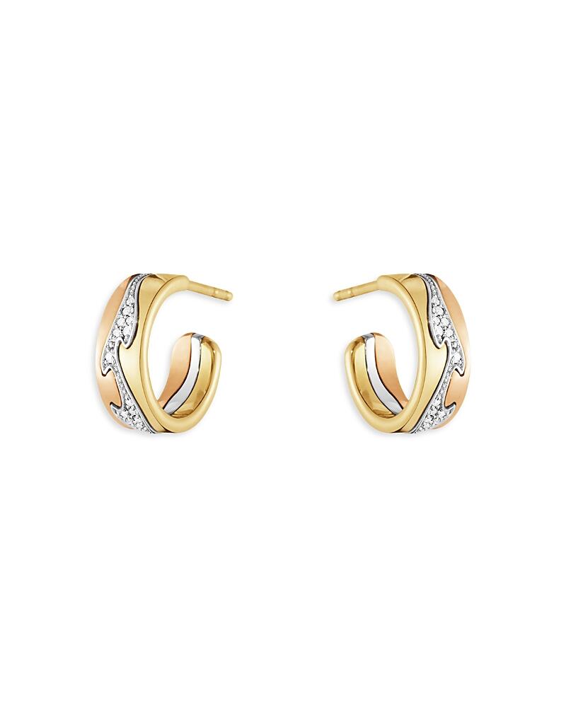 Georg Jensen 18K Tricolor Gold Fusion Diamond Hoop Earrings Cover