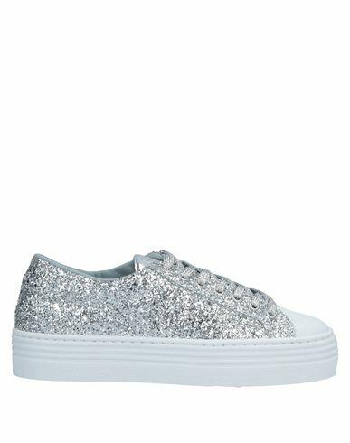 Chiara Ferragni Woman Sneakers Silver Soft Leather, Textile fibers, Rubber Cover