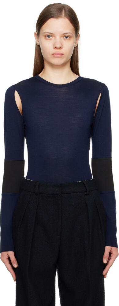 Victoria Beckham Navy Cutout Bodysuit Cover