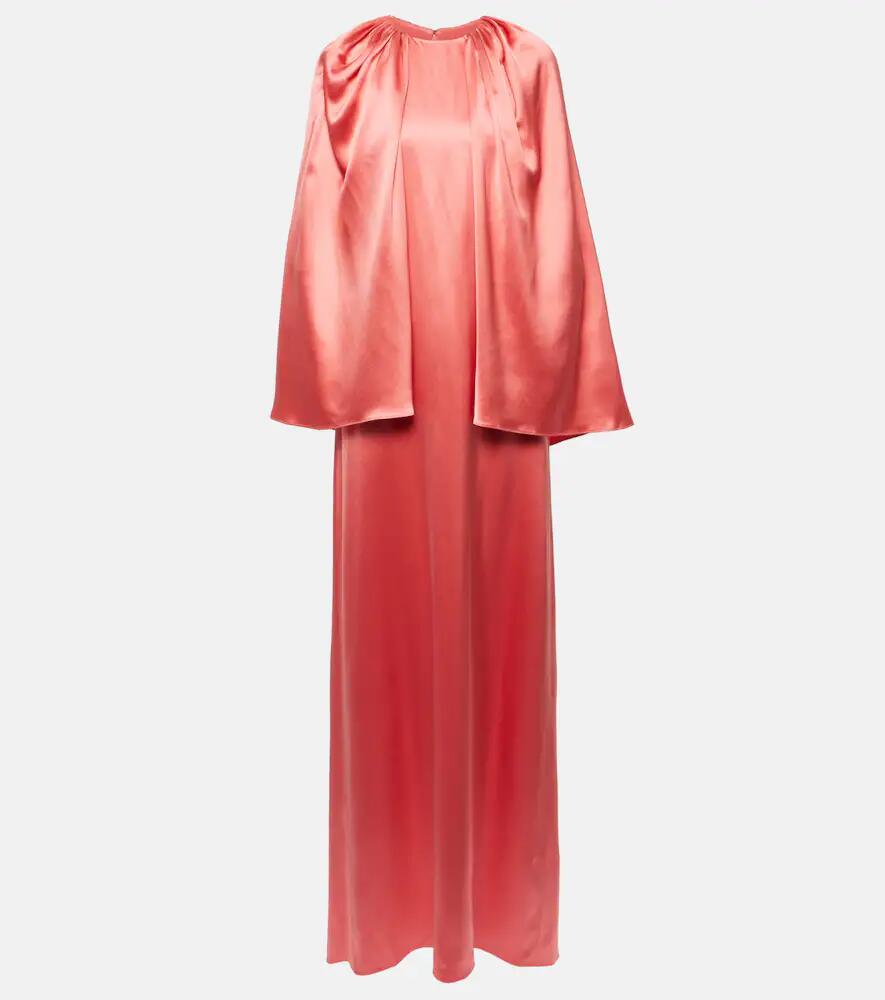 Monique Lhuillier Caped silk satin gown Cover