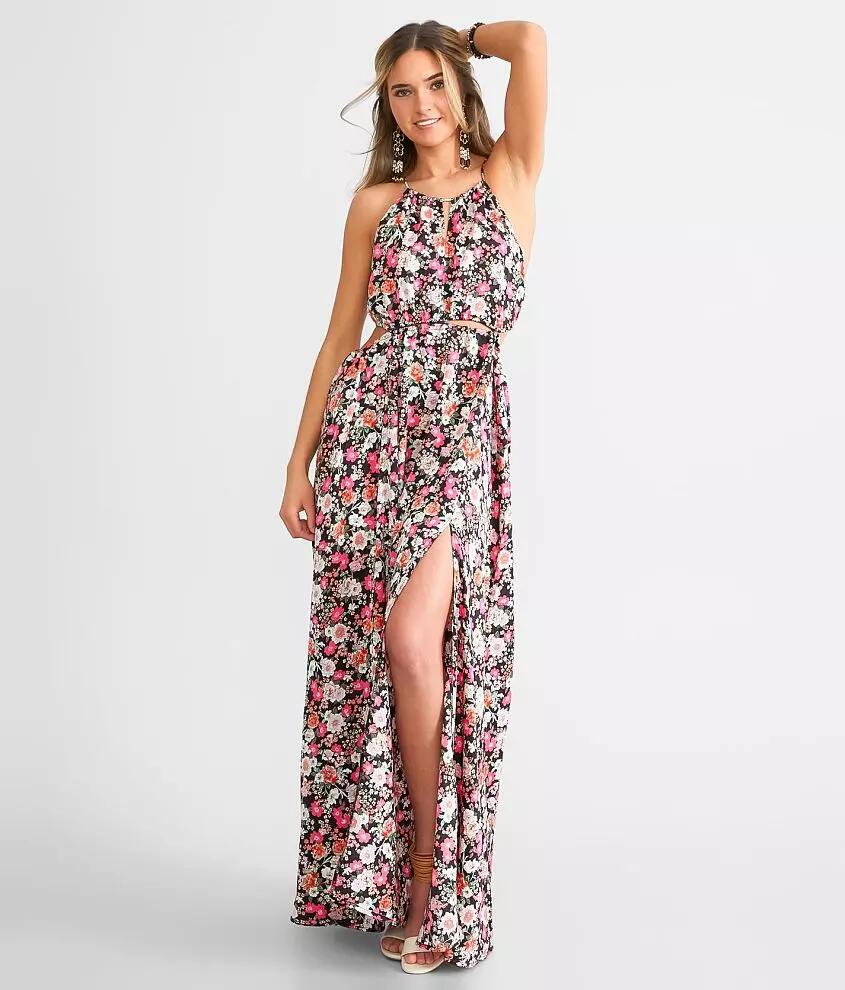 Hyfve Woven Floral Cut-Out Maxi Dress Cover