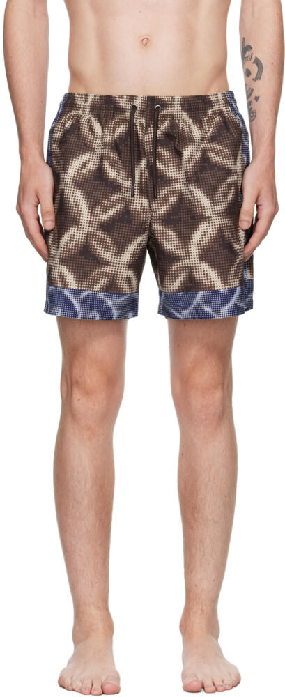 Dries Van Noten Brown Printed Swim Shorts Cover