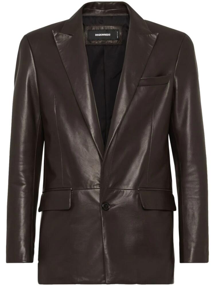 DSQUARED2 single-breasted leather blazer - Brown Cover