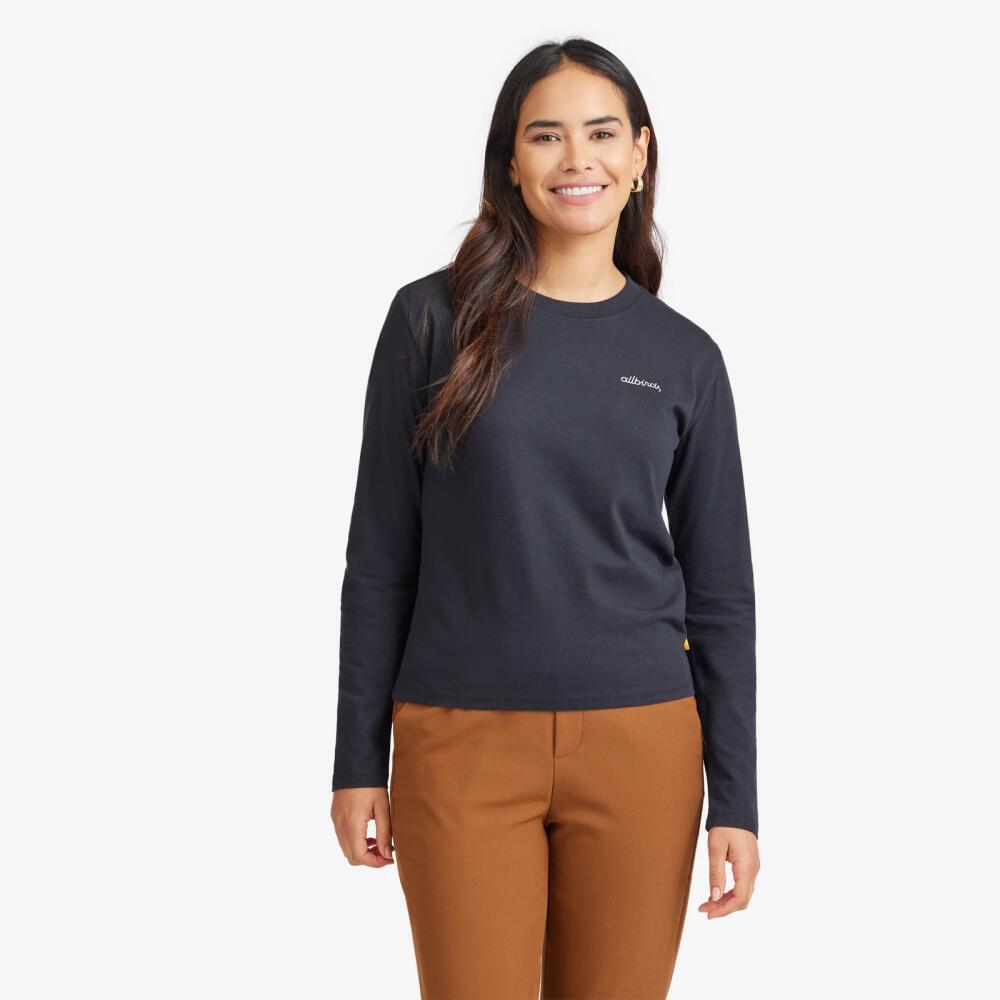 Allbirds Women's Organic Cotton Long Sleeve Tee, Logo - Natural Black Cover