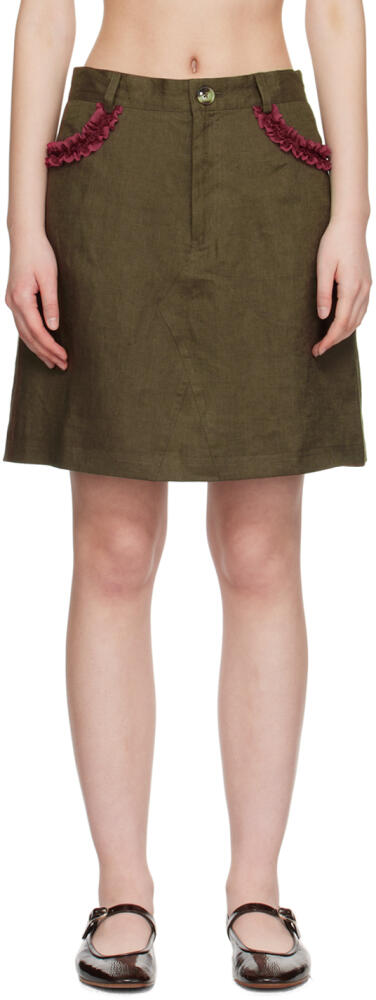 Caro Editions Khaki Nunu Midi Skirt Cover