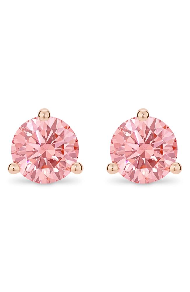 LIGHTBOX 2-Carat Lab Grown Diamond Solitaire Stud Earrings in Pink/14K Rose Gold Cover