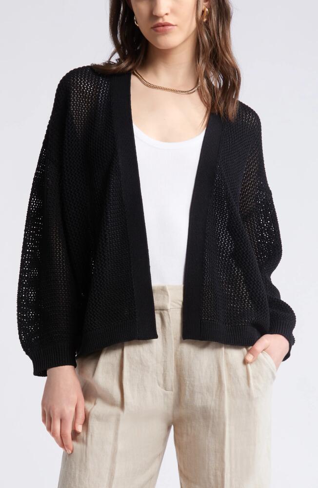 Nordstrom Open Stitch Open Front Cotton Cardigan in Black Cover