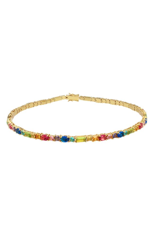 Kurt Geiger London Mixed Crystal Tennis Necklace in Gold Multi Cover