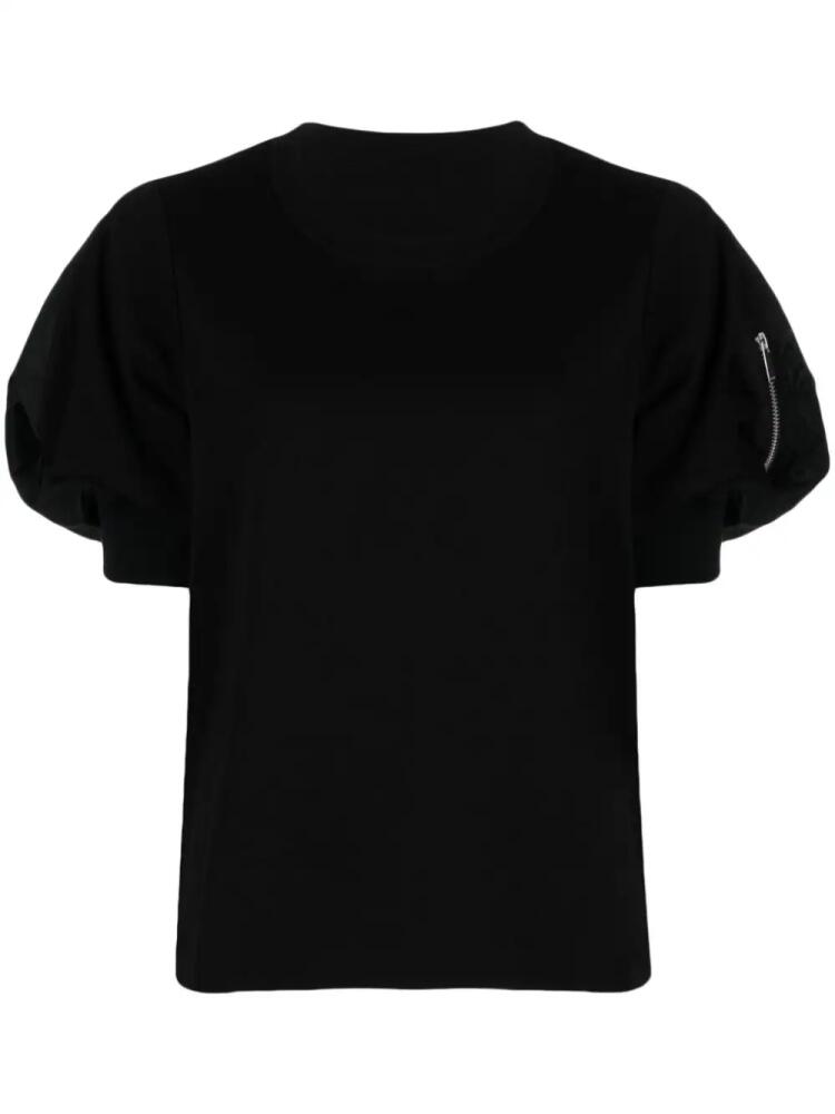 sacai panelled puff-sleeve cotton T-shirt - Black Cover