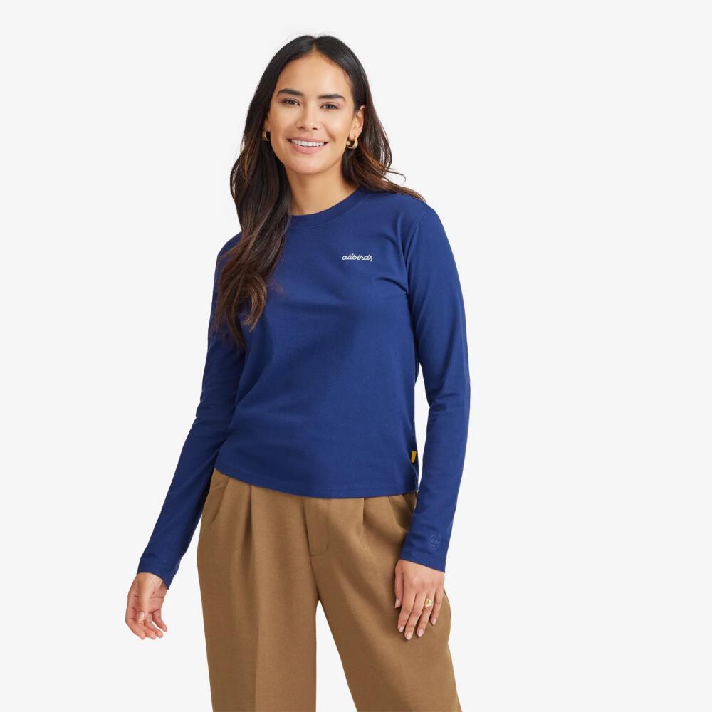 Allbirds Women's Organic Cotton Long Sleeve Tee, Logo - Deep Navy Cover