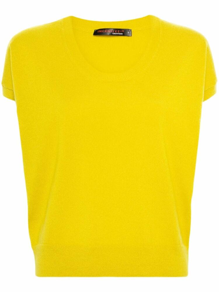 Incentive! Cashmere short-sleeve cashmere knitted top - Yellow Cover