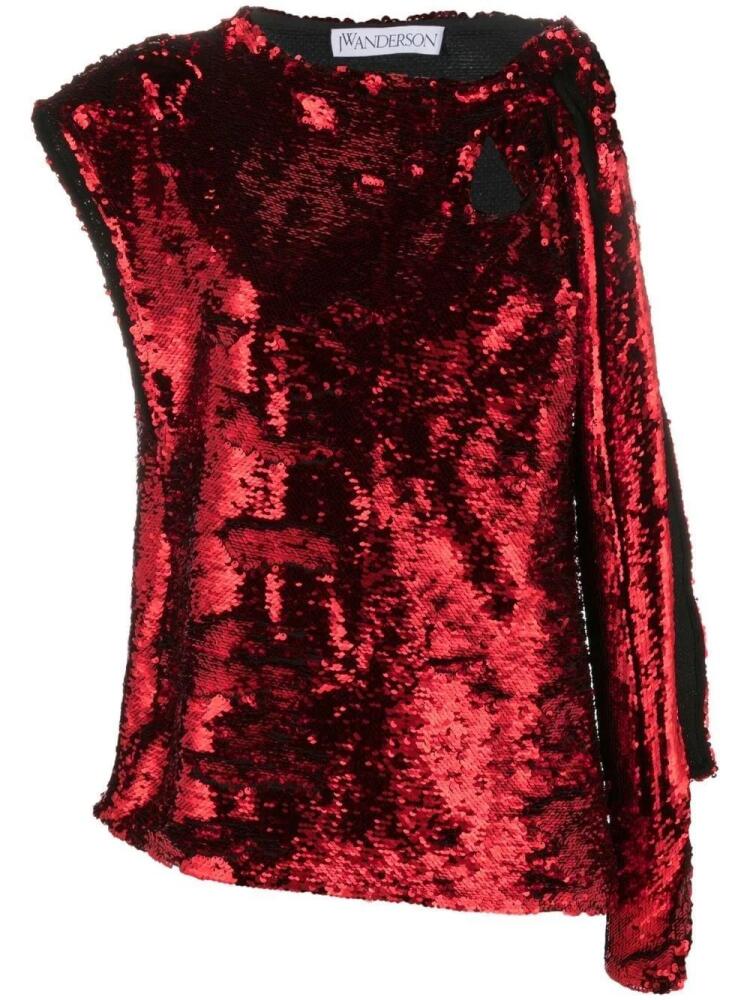 JW Anderson draped-detail sequined blouse - Red Cover