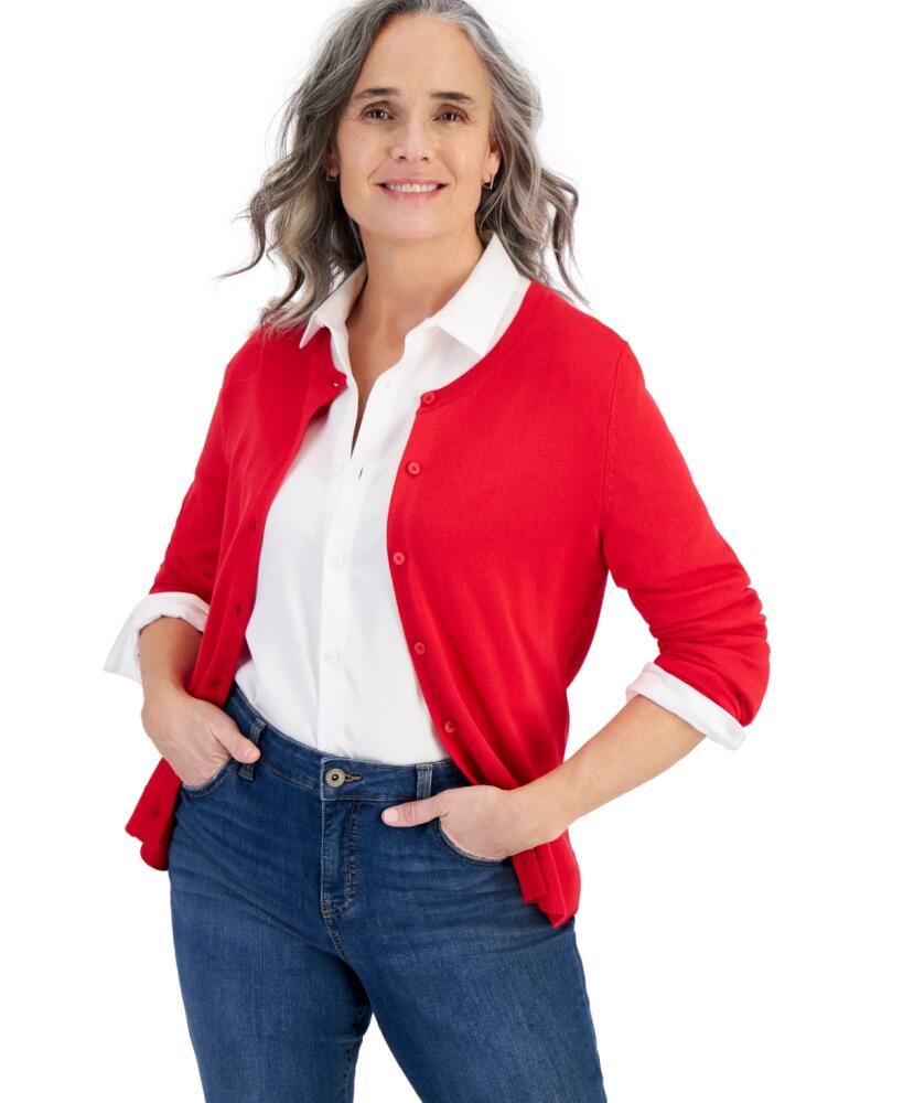 Style & Co Women's Button-Up Cardigan, Regular & Petite, Created for Macy's - Gumball Red Cover