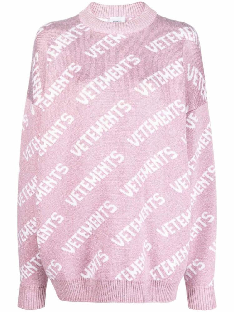 VETEMENTS logo-intarsia sweater - Pink Cover