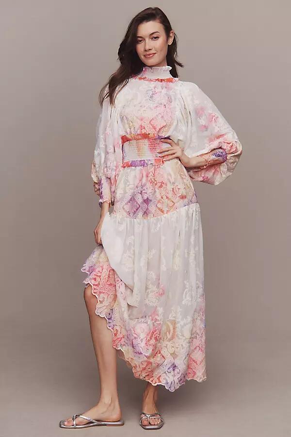 Elliatt Grandeur Long-Sleeve Floral Organza A-Line Midi Dress Cover