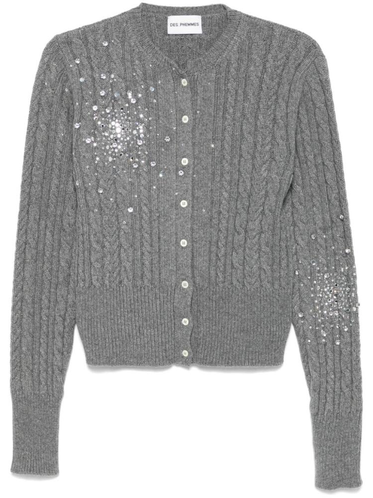 DES PHEMMES crystal-embellished cardigan - Grey Cover