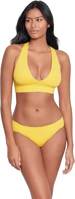 LAUREN Ralph Lauren Beach Club Solids Twist X Back Bikini Top (Yellow) Women's Swimwear Cover