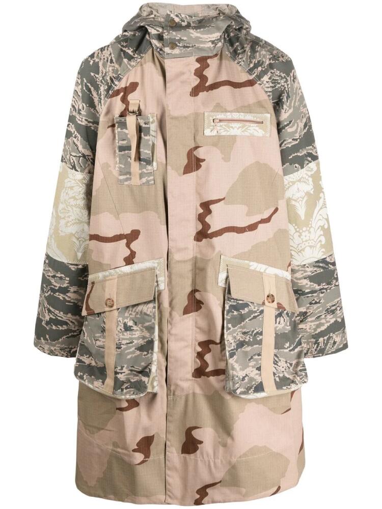 Marine Serre multi-panel hooded coat - Neutrals Cover