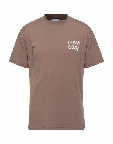 Livincool Man T-shirt Brown Cotton Cover