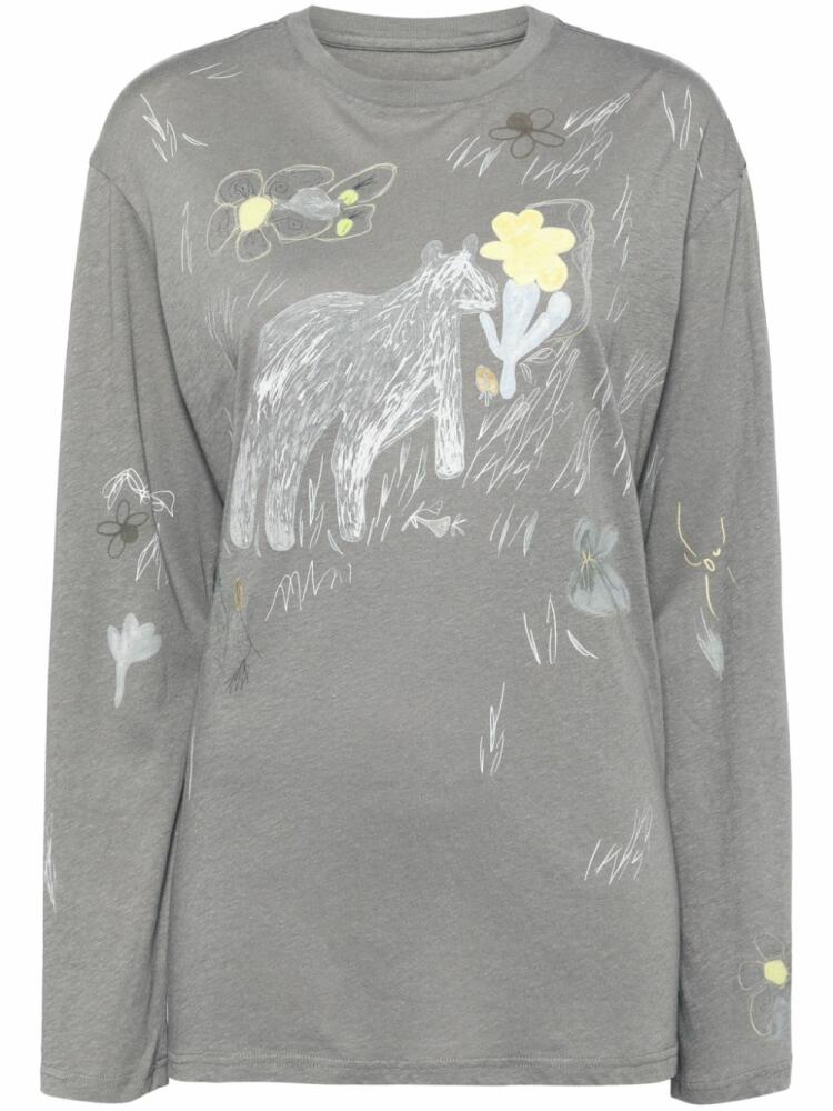 JNBY bear-printed long-sleeved t-shirt - Grey Cover