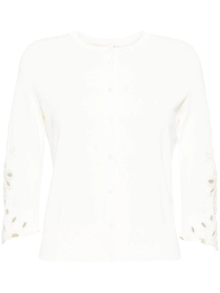 Ermanno Scervino perforated-detail cotton-blend cardigan - Neutrals Cover