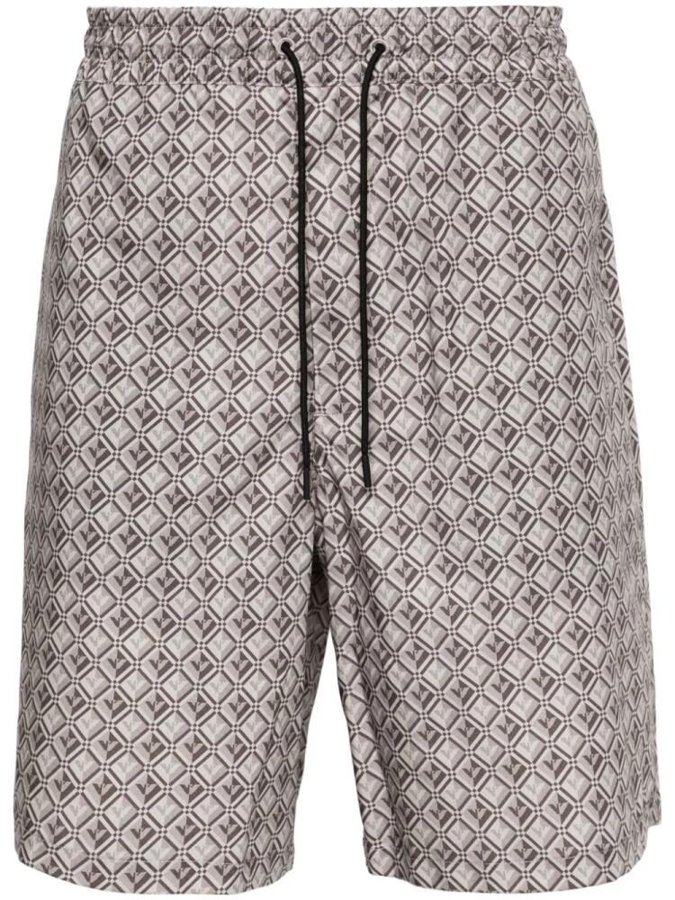 Emporio Armani logo pattern-print poplin shorts - Grey Cover