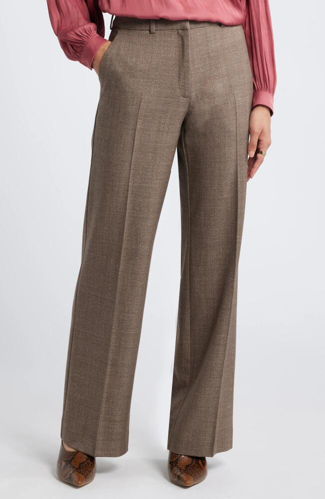 Nordstrom Textured Straight Leg Trousers in Brown Melange Cover