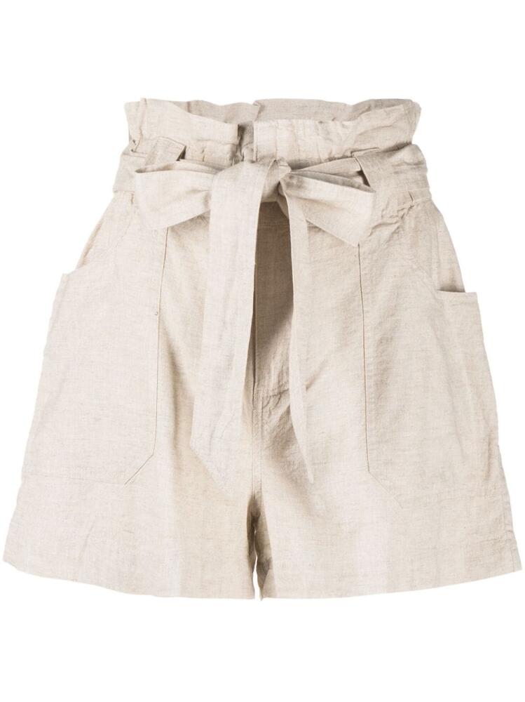 DKNY high-waisted drawstring shorts - Neutrals Cover